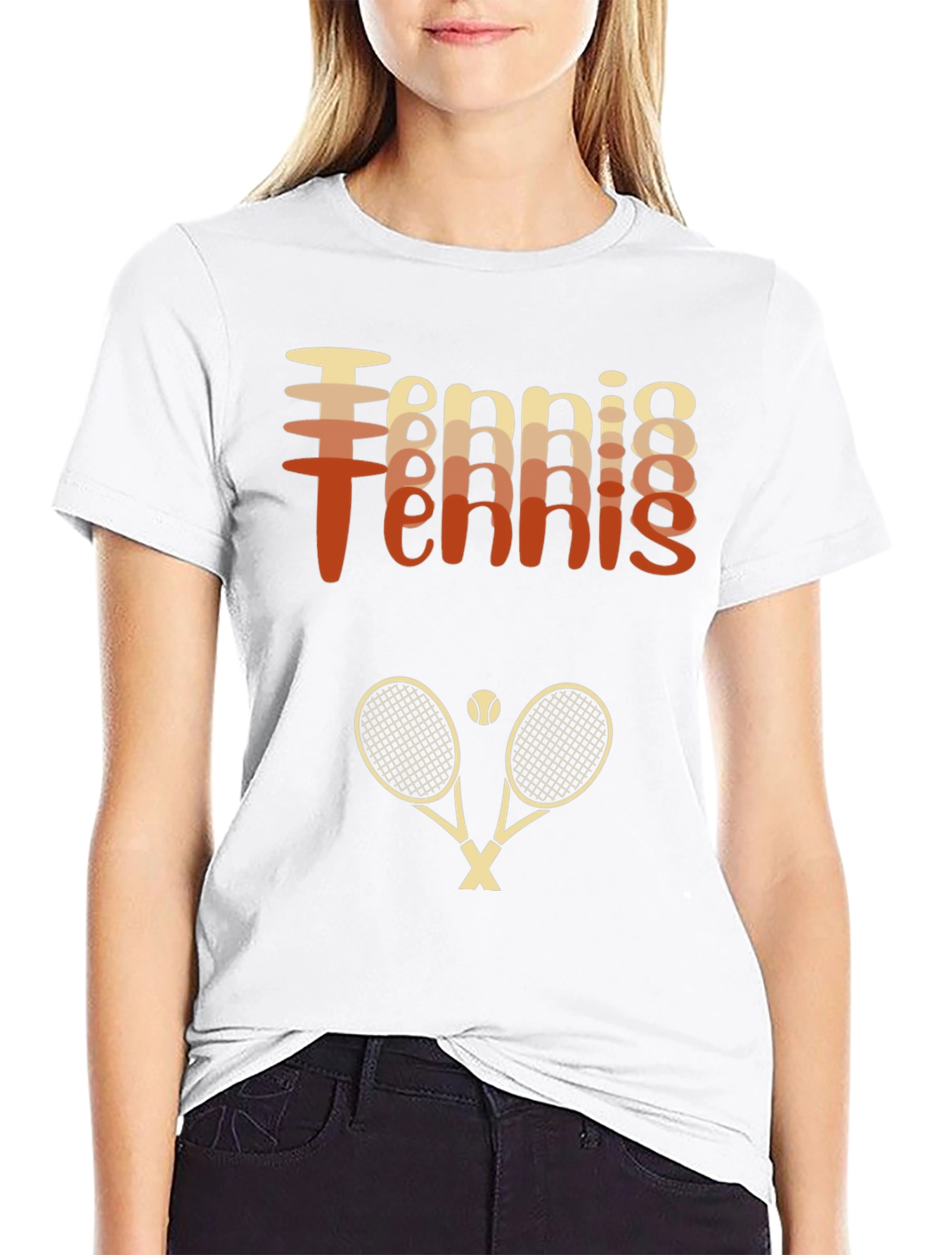 Retro Tennis Graphic Tee Shirt - Rackets & Ball