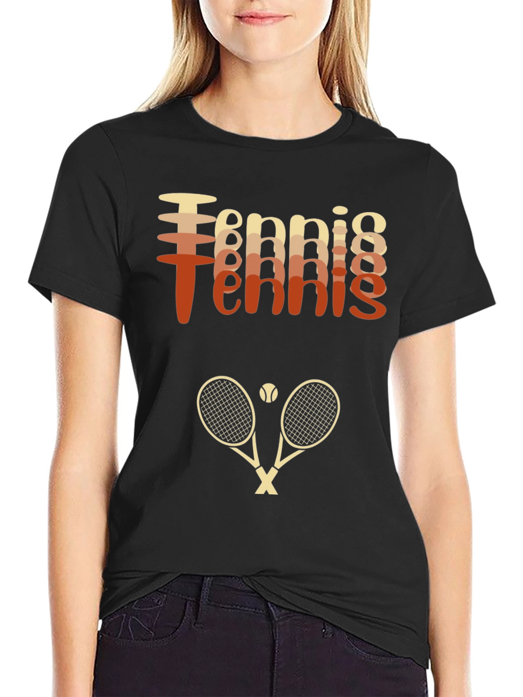 Retro Tennis Graphic Tee Shirt - Rackets & Ball