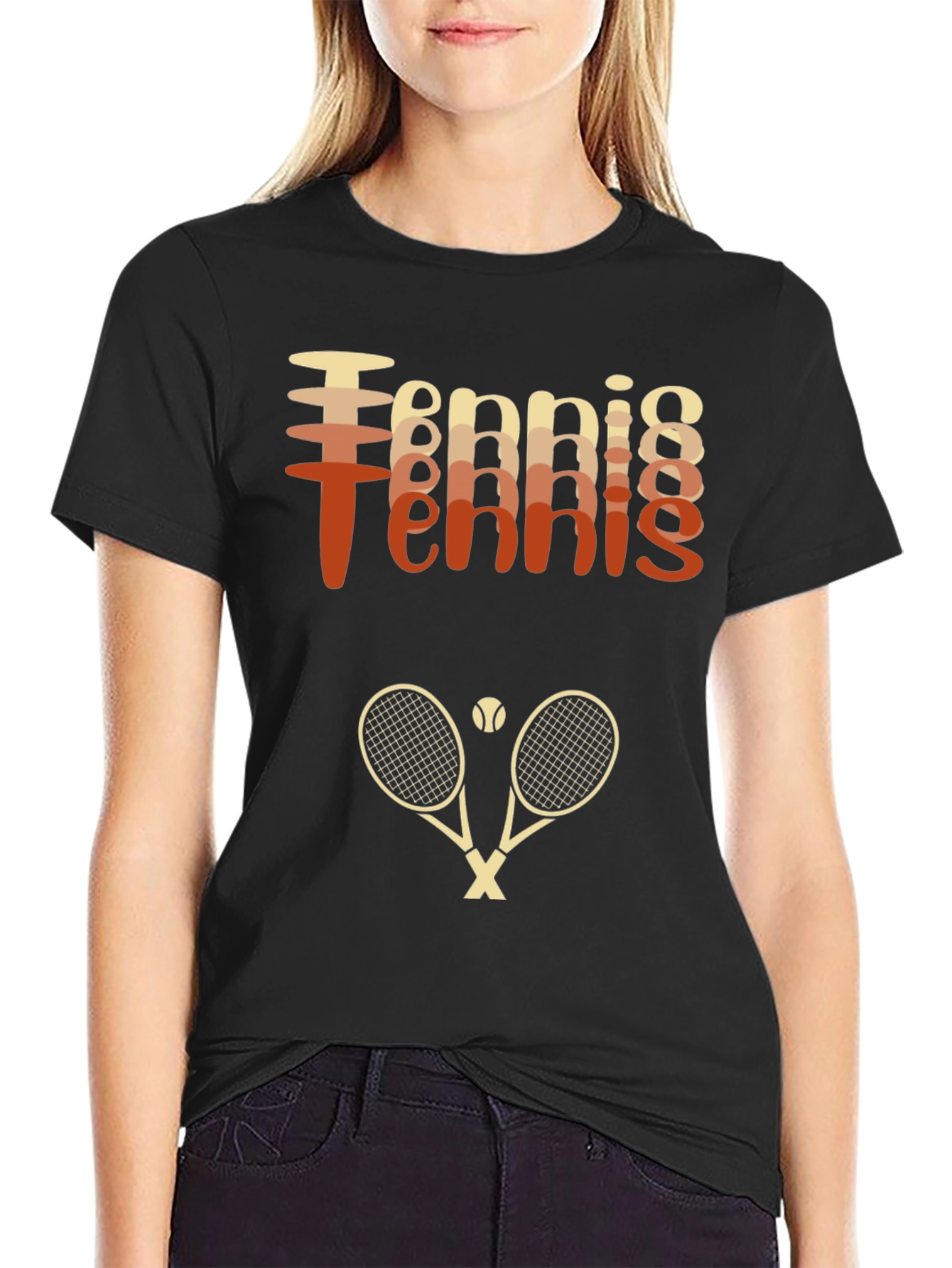 Retro Tennis Graphic Tee Shirt - Rackets & Ball