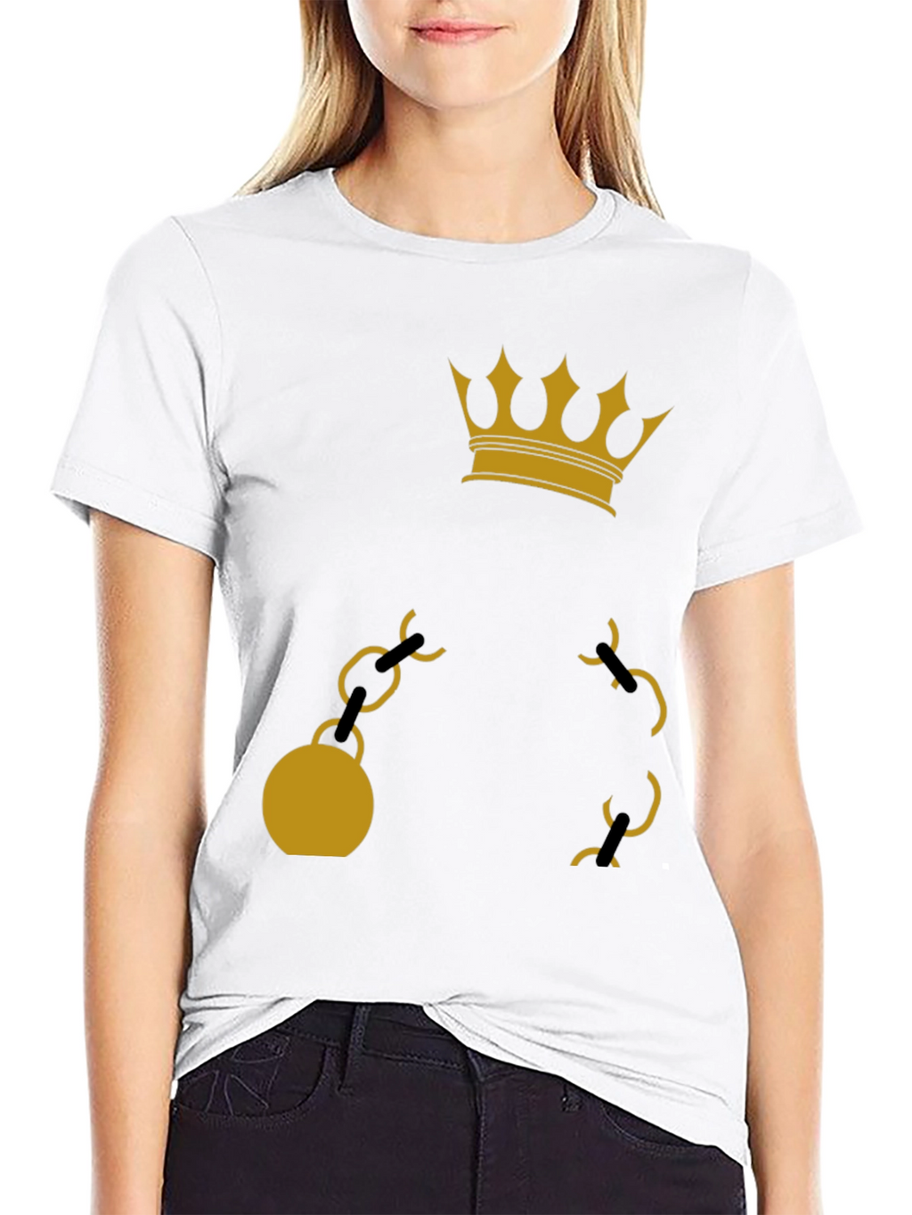 Crown & Chain Graphic Tee - Black