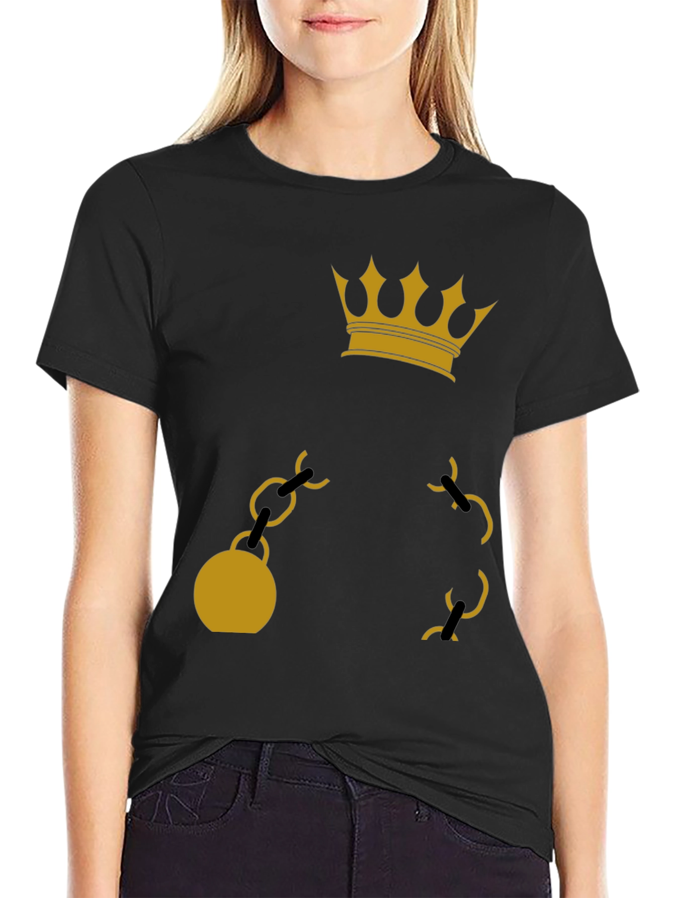 Crown & Chain Graphic Tee - Black