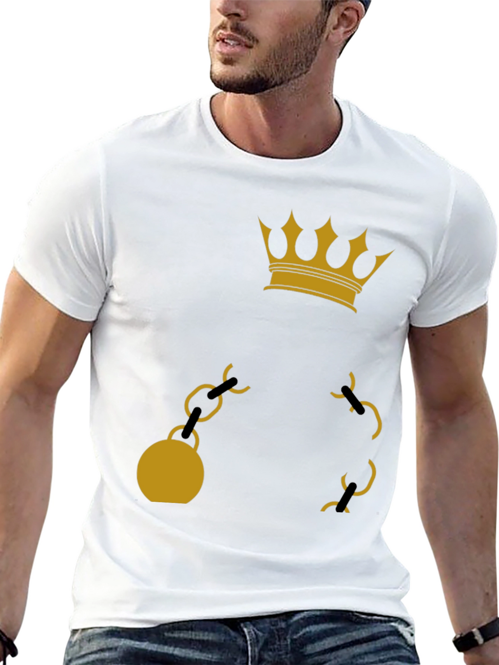 Crown & Chain Graphic Tee - Black