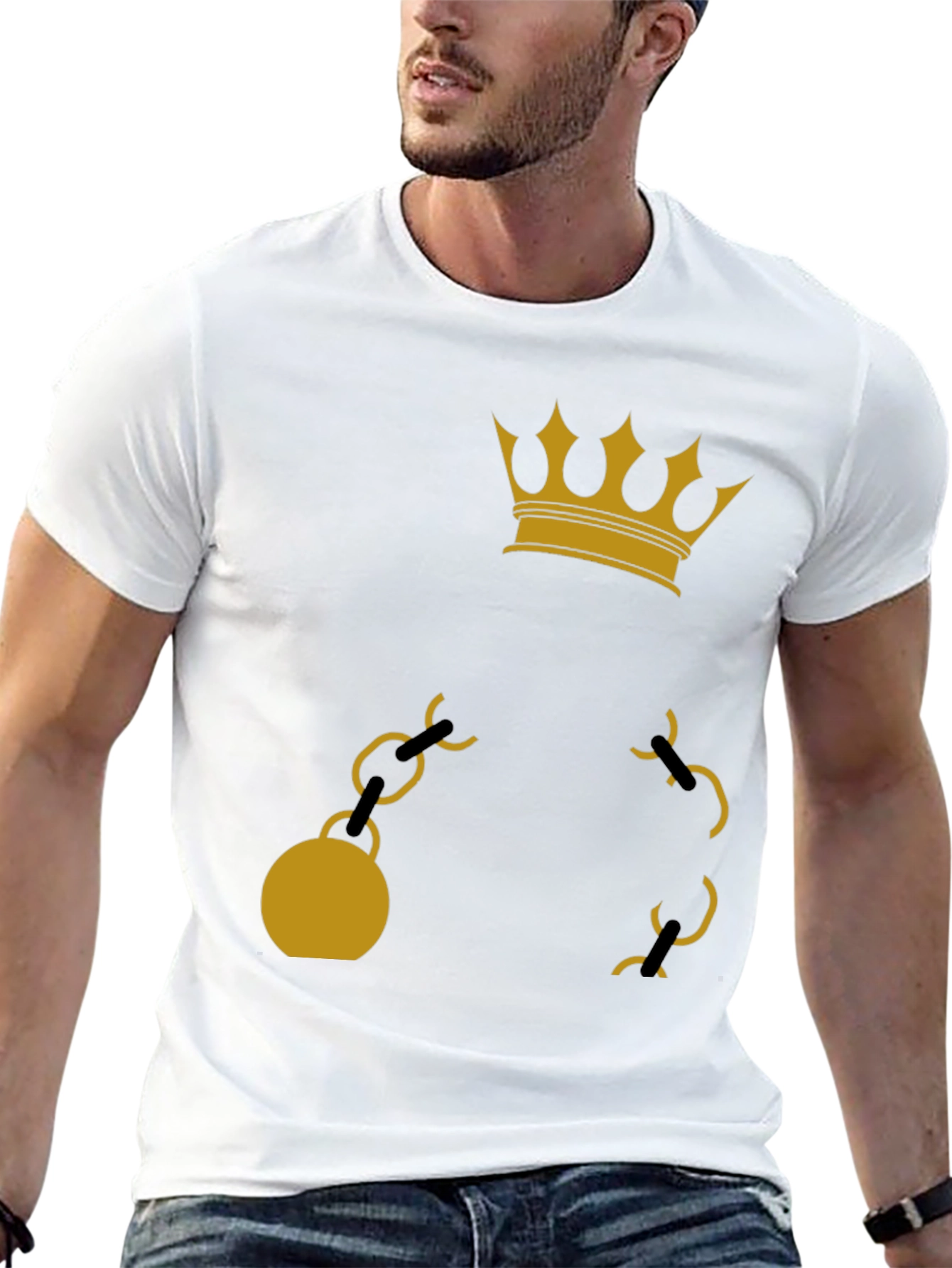Crown & Chain Graphic Tee - Black