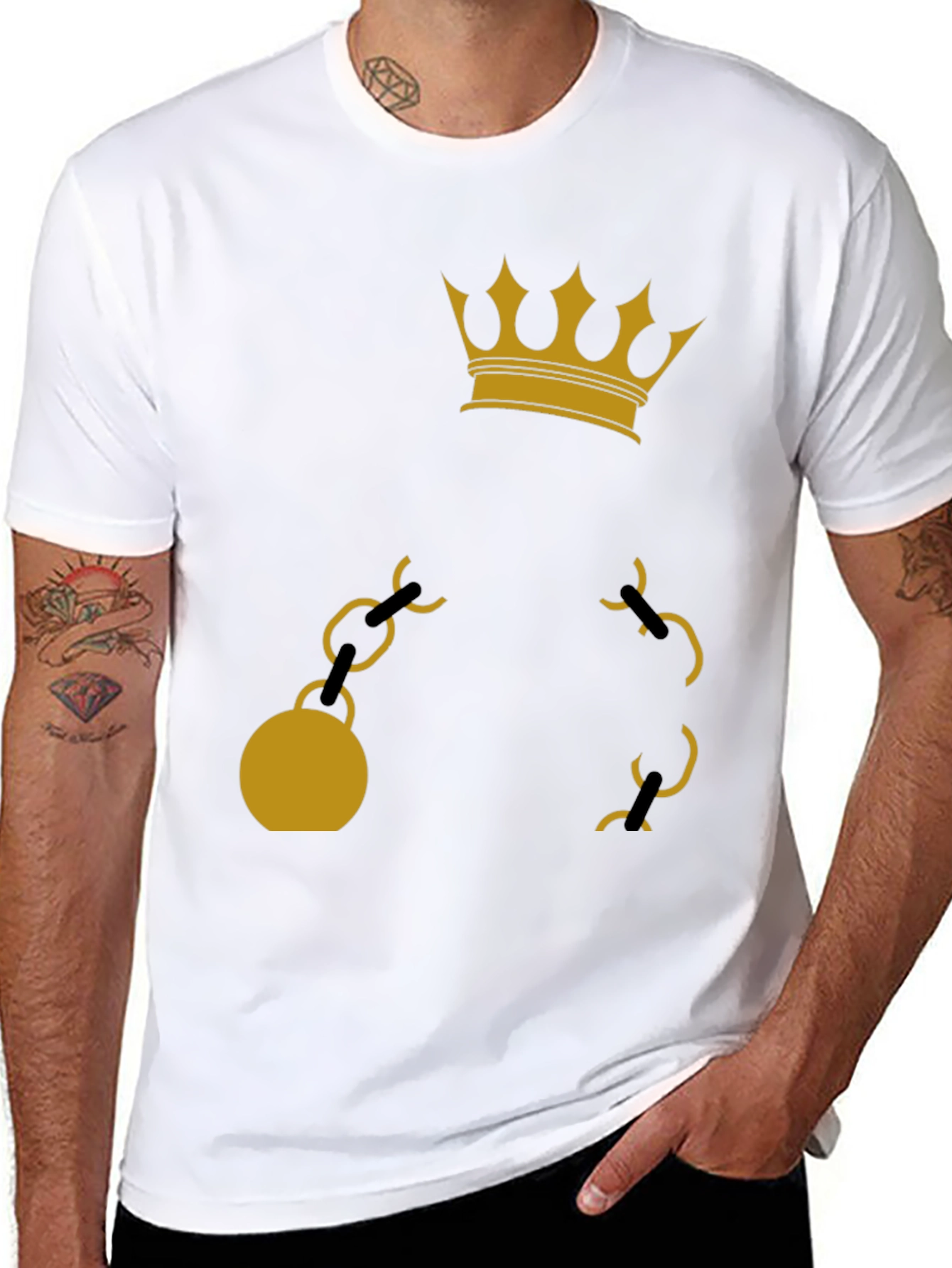 Crown & Chain Graphic Tee - Black