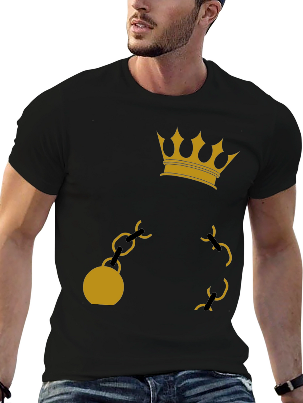 Crown & Chain Graphic Tee - Black
