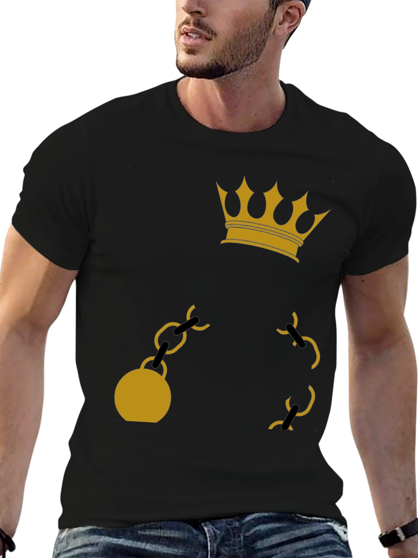 Crown & Chain Graphic Tee - Black