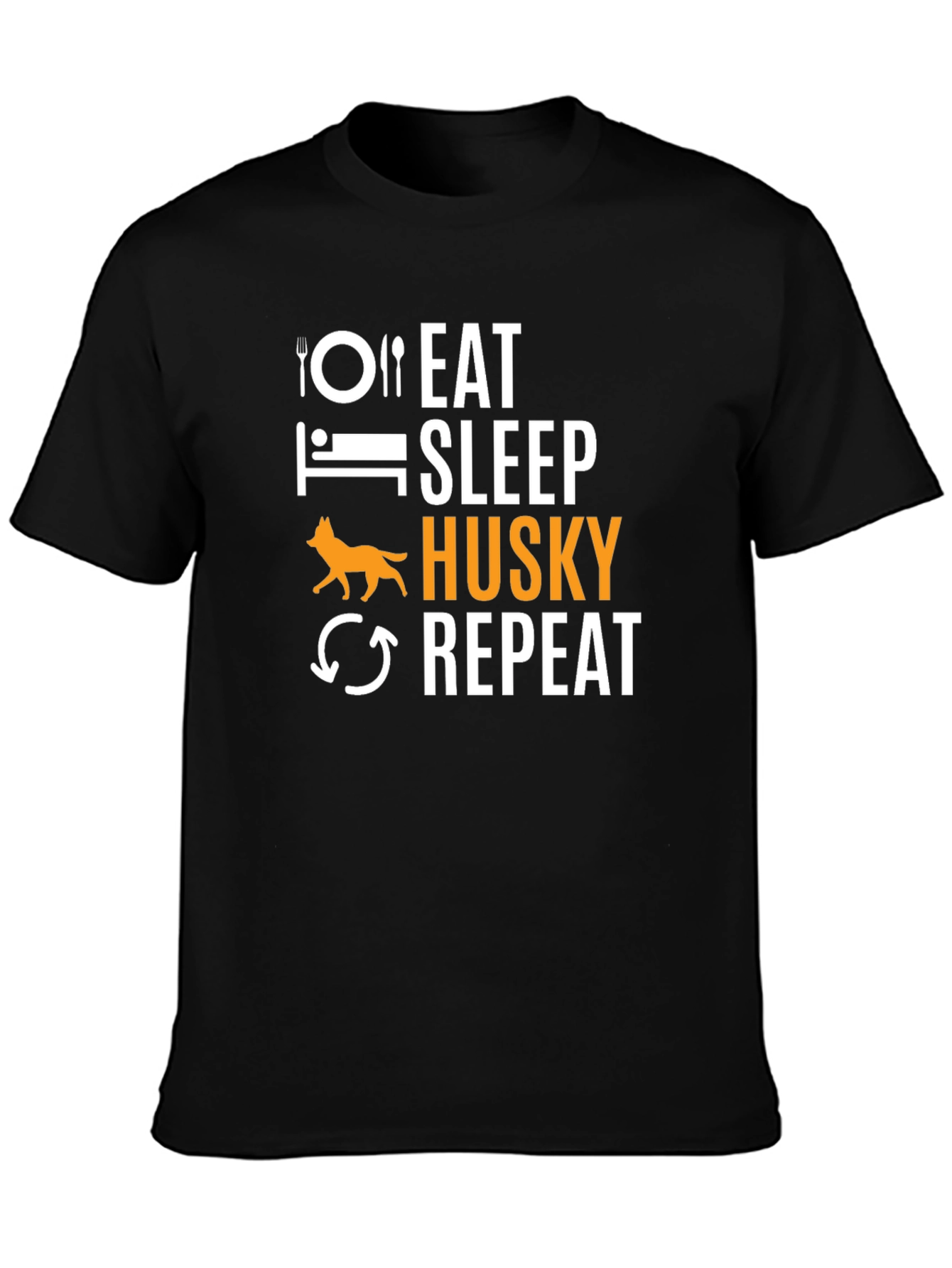 Eat Sleep Husky Repeat Black T-Shirt