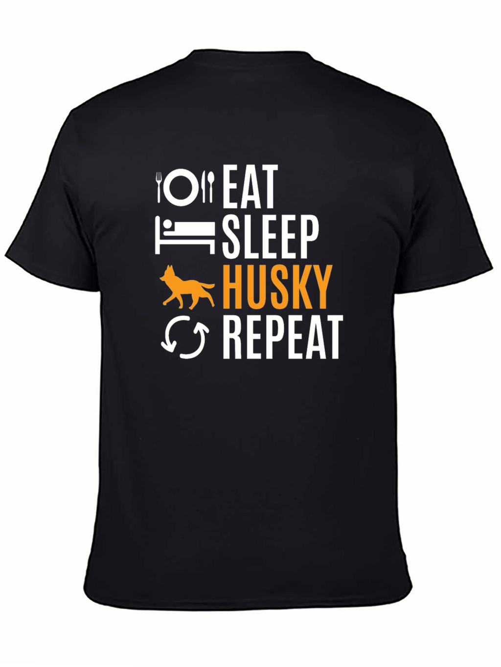 Eat Sleep Husky Repeat Black T-Shirt