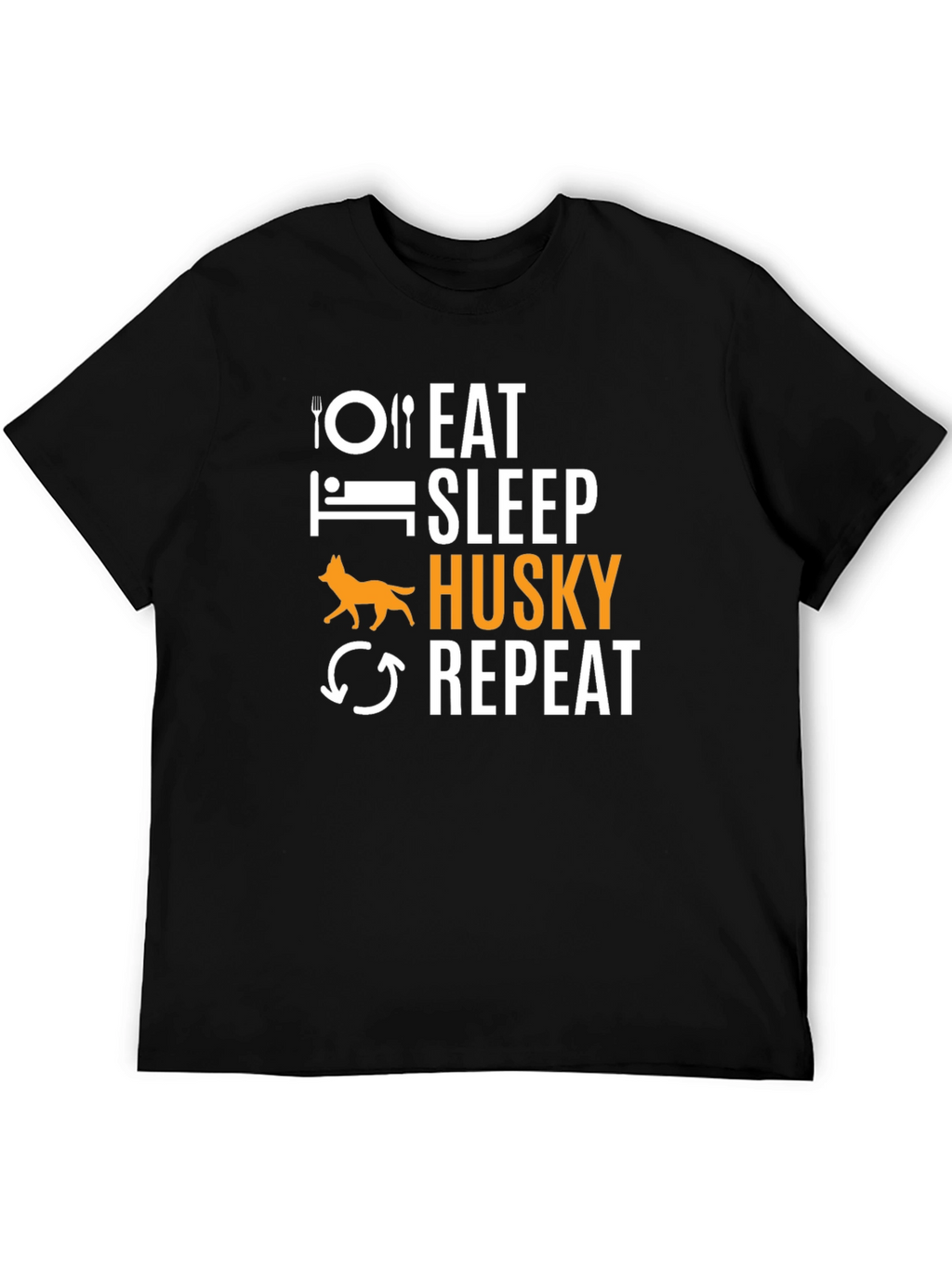 Eat Sleep Husky Repeat Black T-Shirt