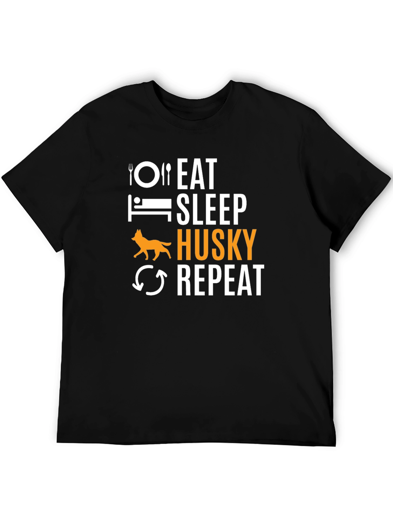 Eat Sleep Husky Repeat Black T-Shirt