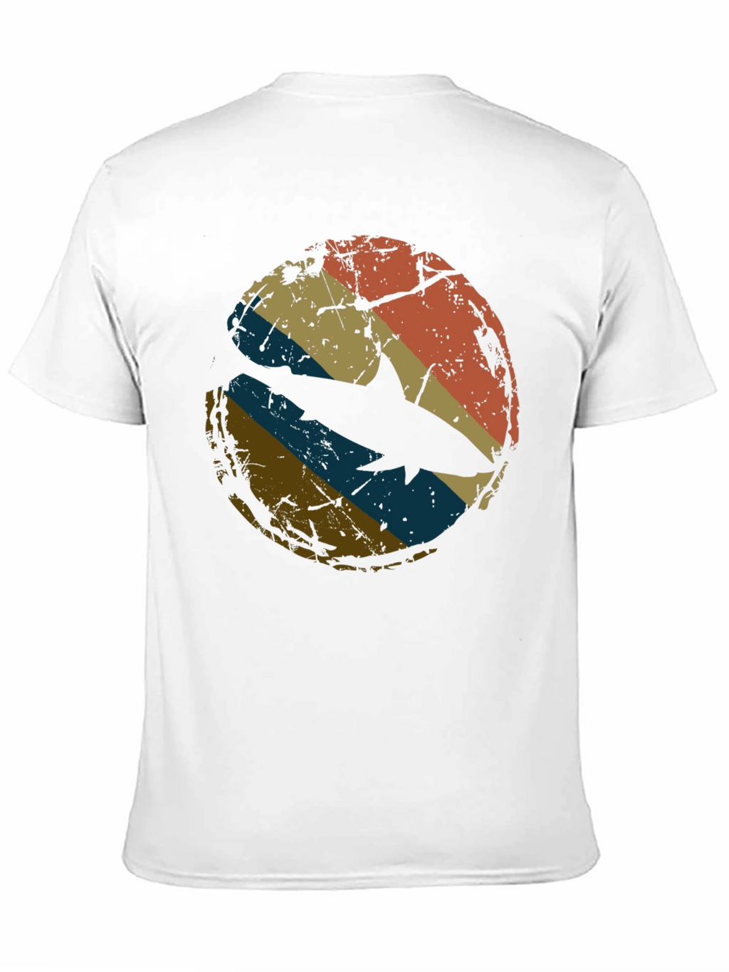 Retro Shark Graphic Tee - Distressed Circle Design