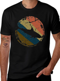Retro Shark Graphic Tee - Distressed Circle Design