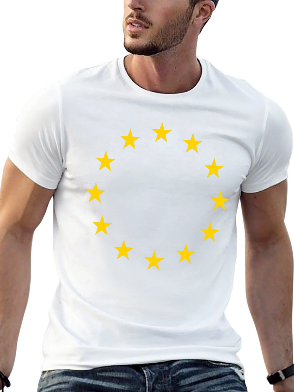 Euro Stars Tee - Black Cotton T-Shirt