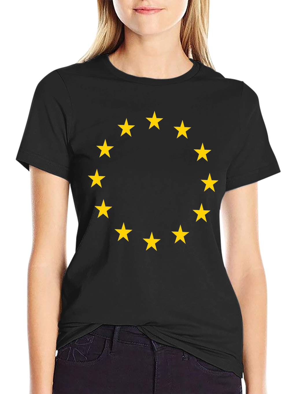Euro Stars Tee - Black Cotton T-Shirt