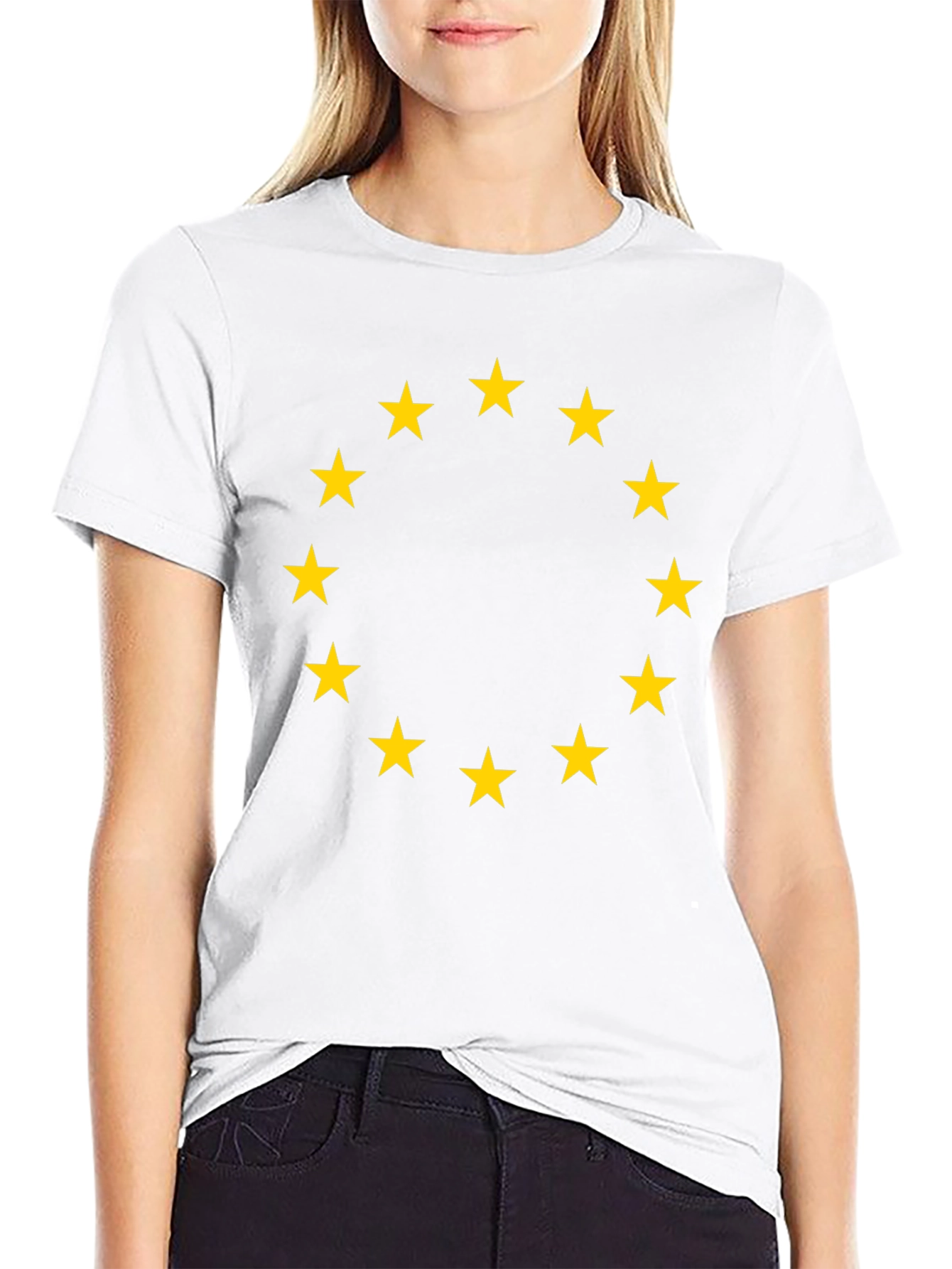 Euro Stars Tee - Black Cotton T-Shirt