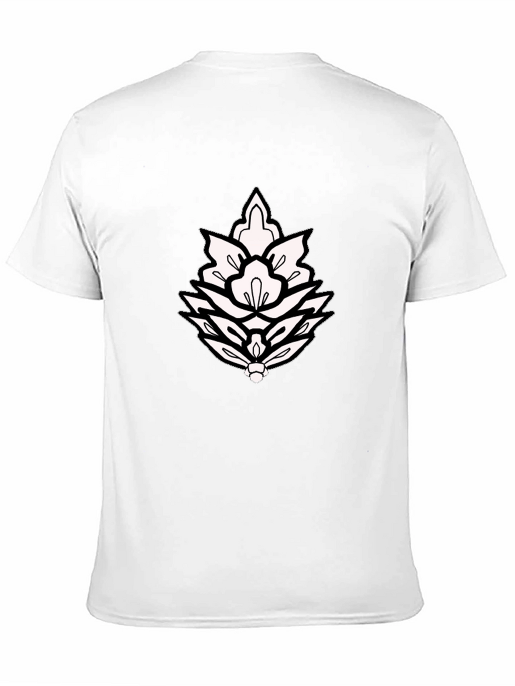 Black T-Shirt with Ornamental Lotus Design