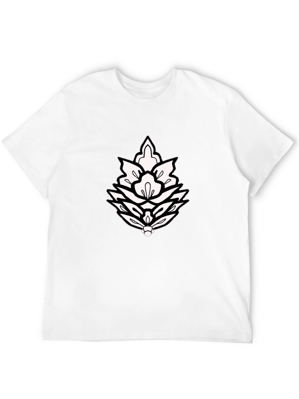 Black T-Shirt with Ornamental Lotus Design