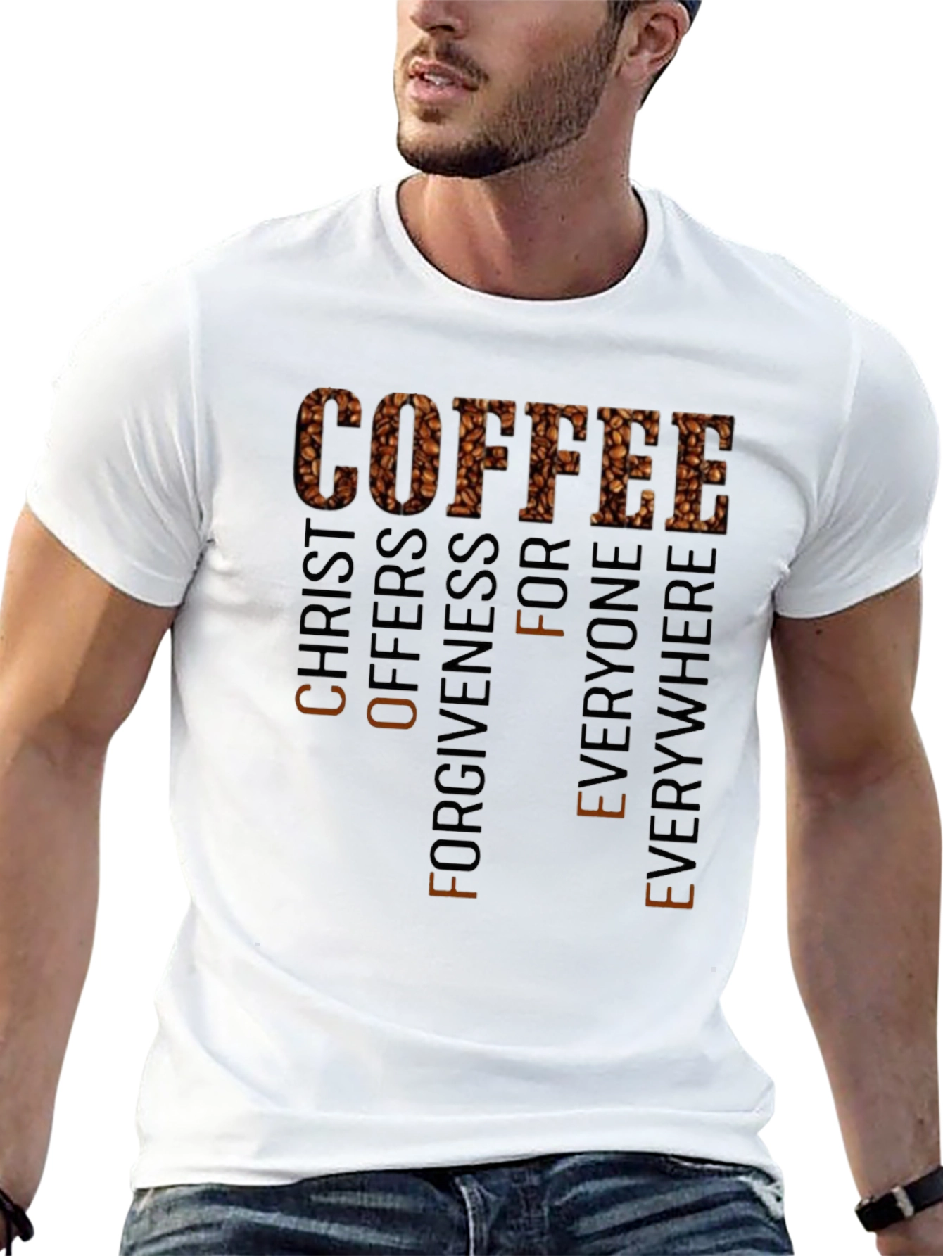 Coffee Christ Offers Forgiveness Black T-Shirt