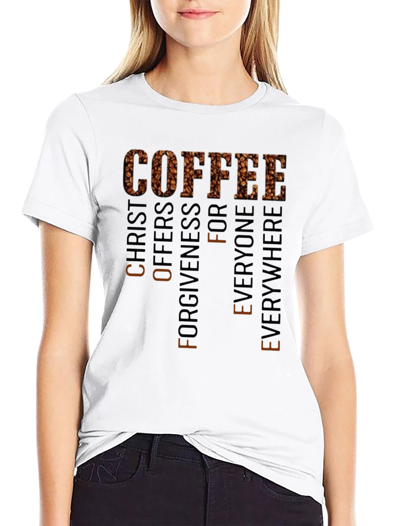Coffee Christ Offers Forgiveness Black T-Shirt