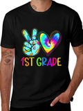 1st Grade Peace Love Heart Tie Dye T-Shirt