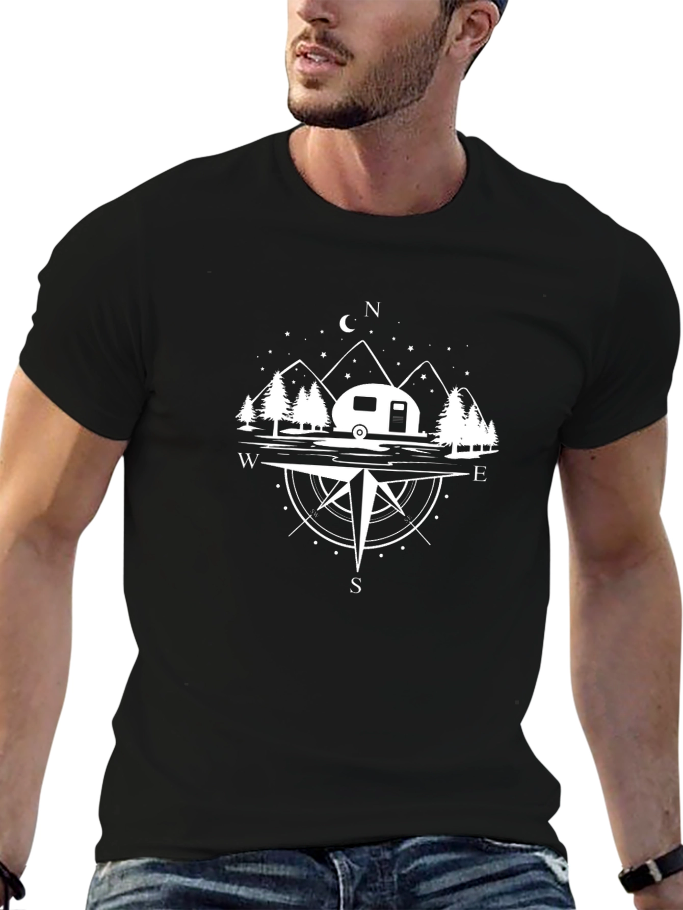 Camping Compass Graphic T-Shirt - Outdoor Adventure Tee