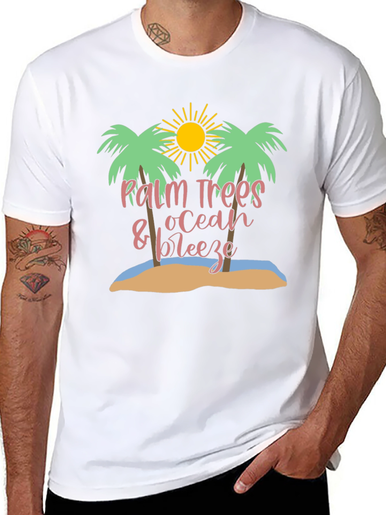 Palm Trees Ocean Breeze Graphic Tee