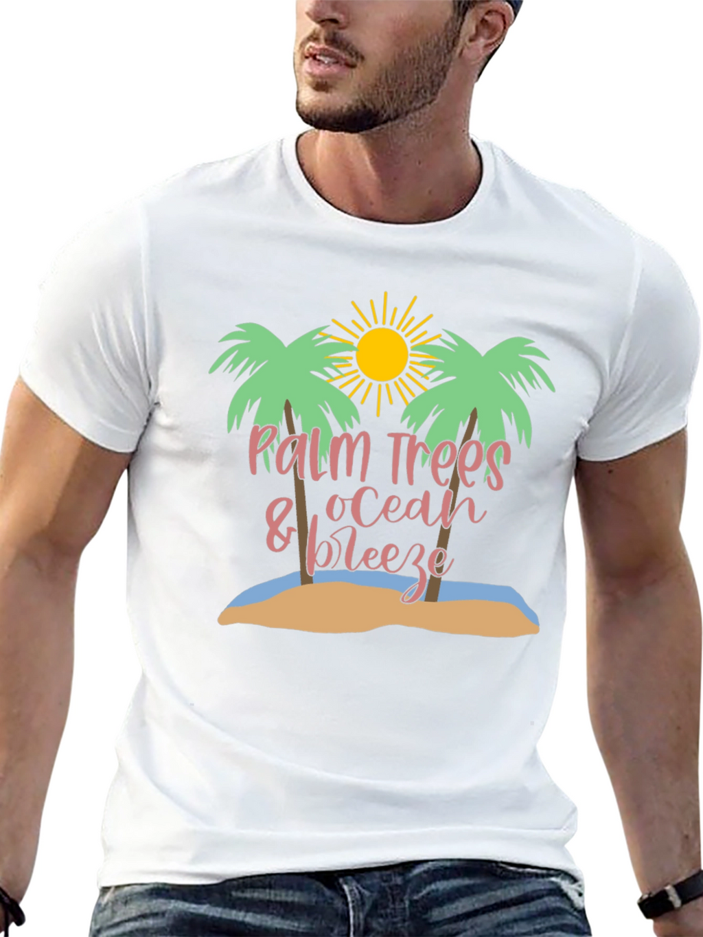 Palm Trees Ocean Breeze Graphic Tee