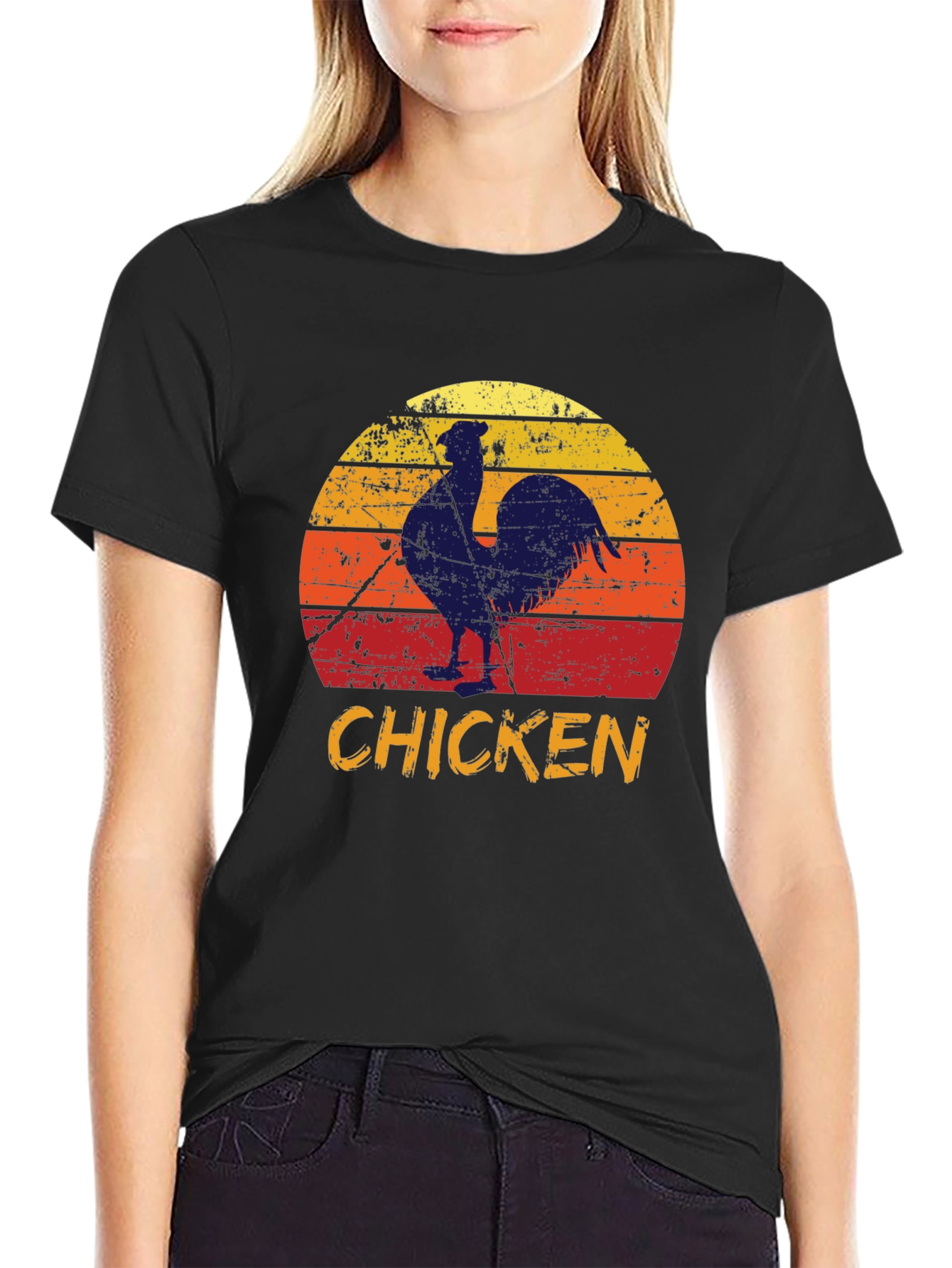 Retro Chicken Graphic Tee - Farm Animal T-Shirt