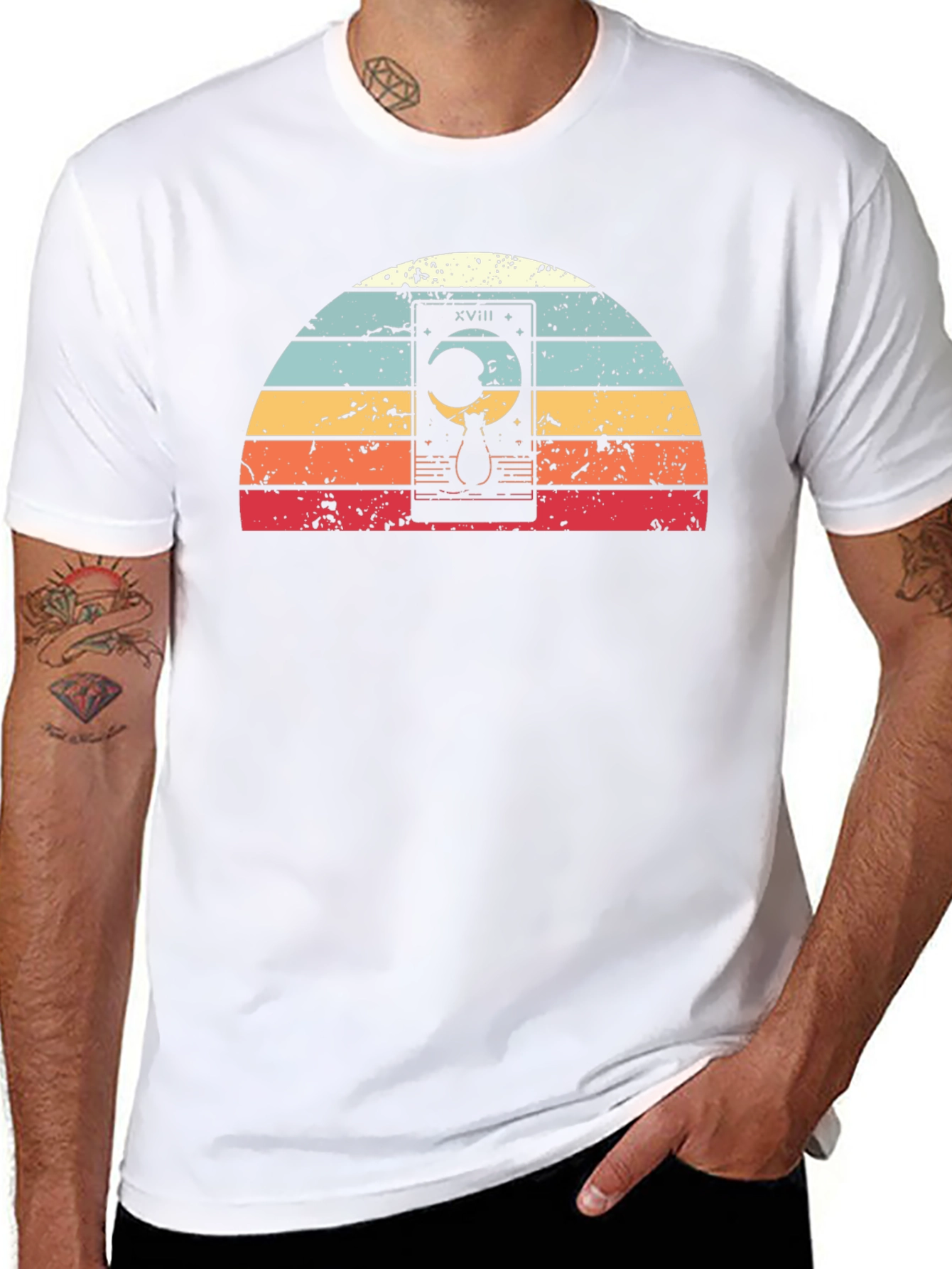 Tarot Cat Moon Retro T-Shirt