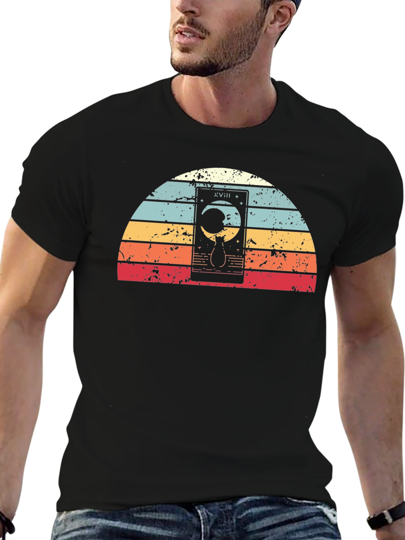 Tarot Cat Moon Retro T-Shirt