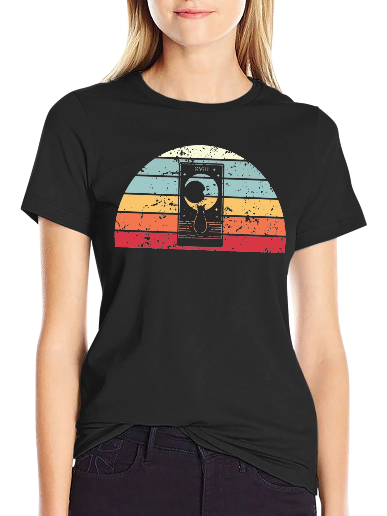 Tarot Cat Moon Retro T-Shirt
