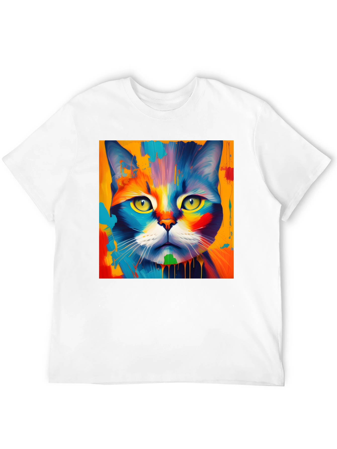 Colorful Cat Art Graphic Tee - Stylish Unisex T-Shirt