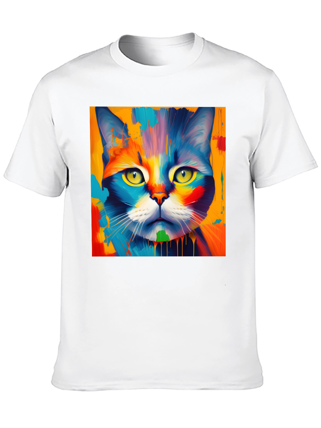 Colorful Cat Art Graphic Tee - Stylish Unisex T-Shirt