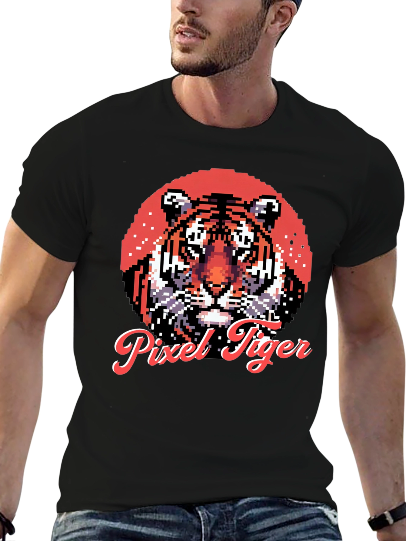Pixel Tiger Graphic Tee - Cool Retro Style