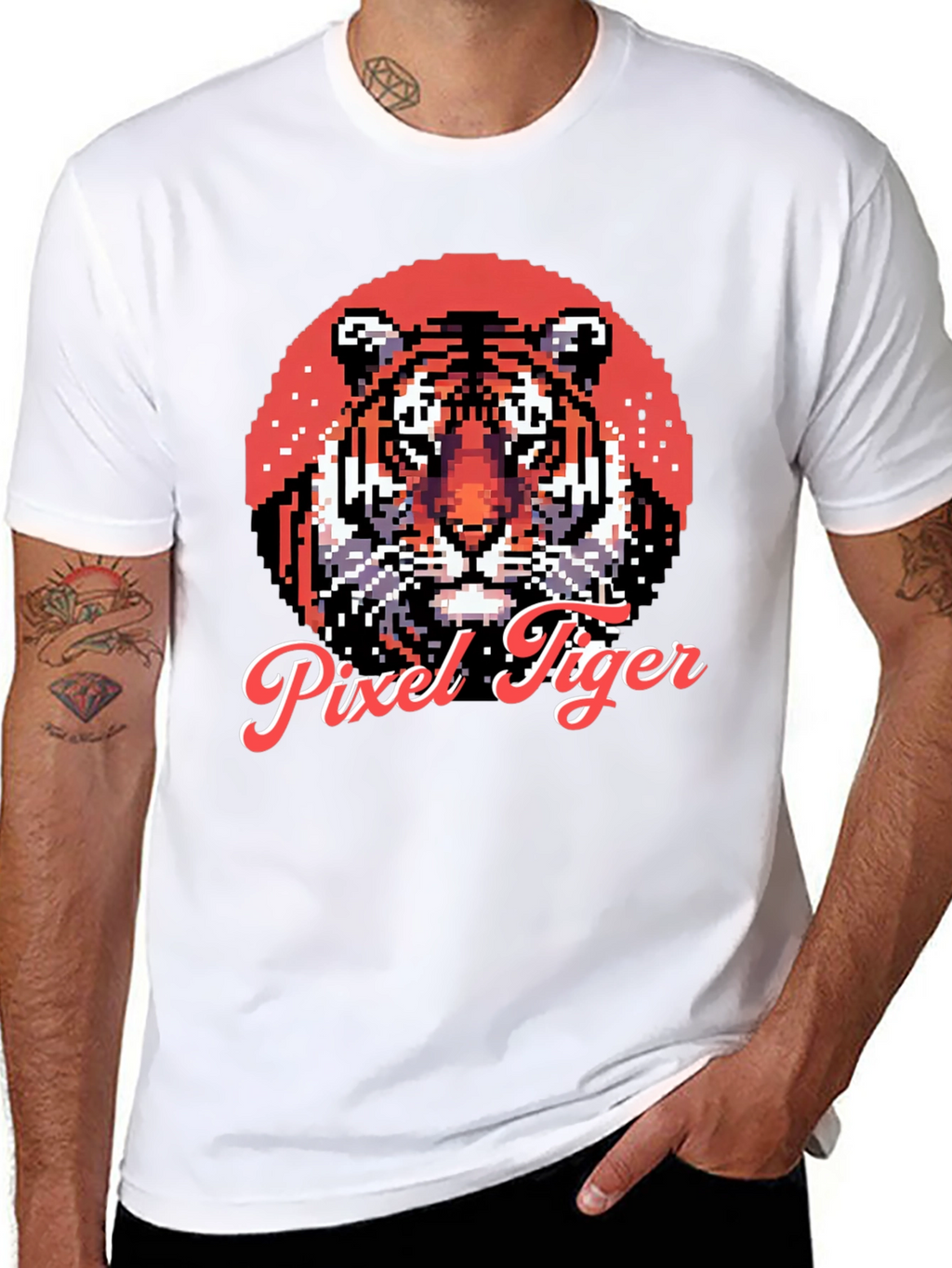 Pixel Tiger Graphic Tee - Cool Retro Style