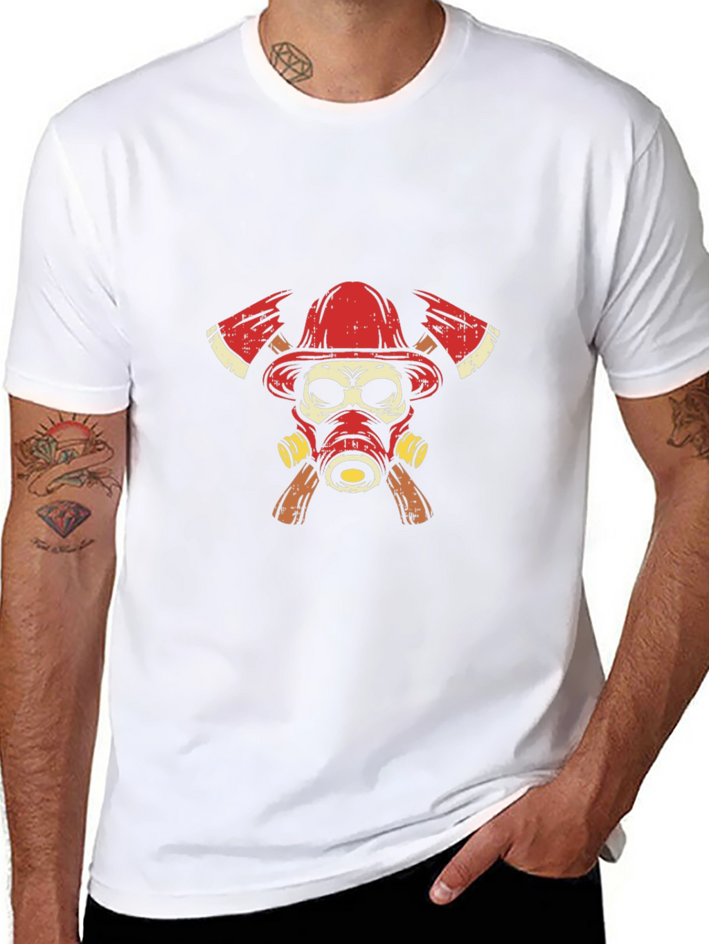 Firefighter Skull Graphic T-Shirt