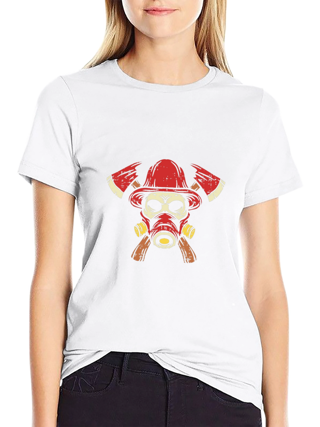 Firefighter Skull Graphic T-Shirt