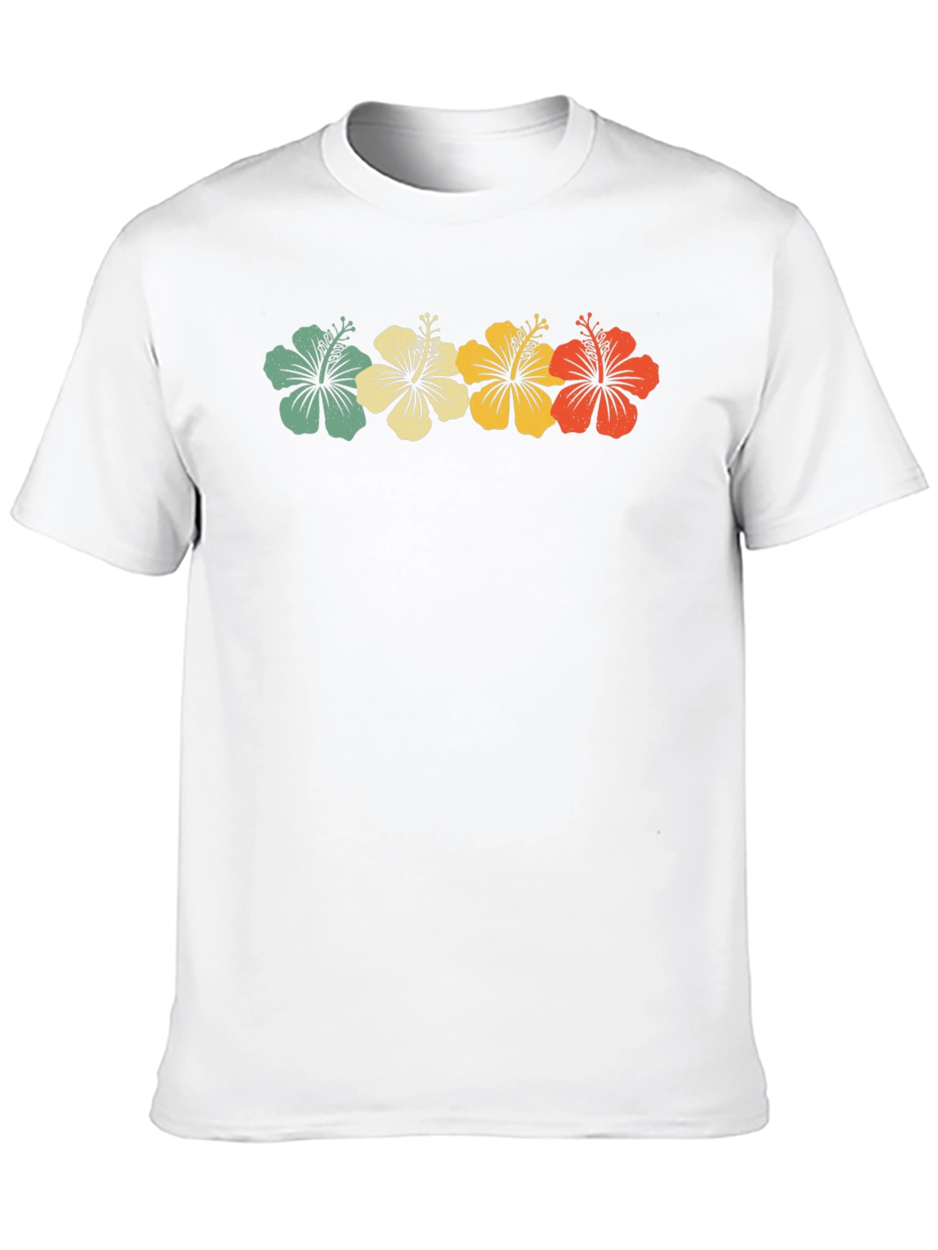 Retro Hibiscus Flower Graphic Tee - Black