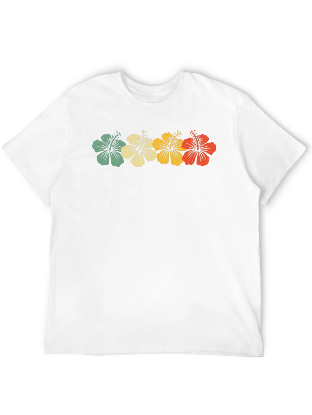Retro Hibiscus Flower Graphic Tee - Black