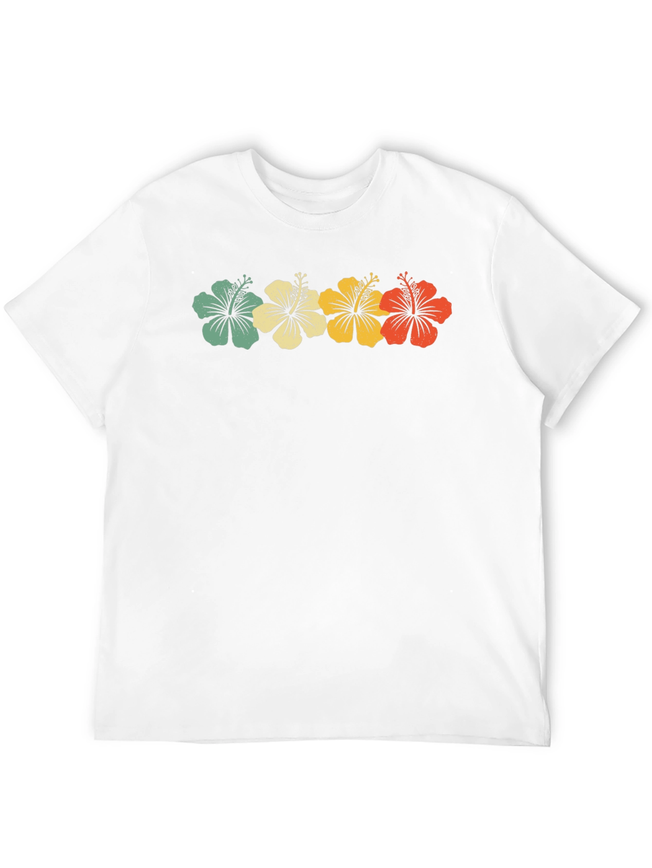 Retro Hibiscus Flower Graphic Tee - Black