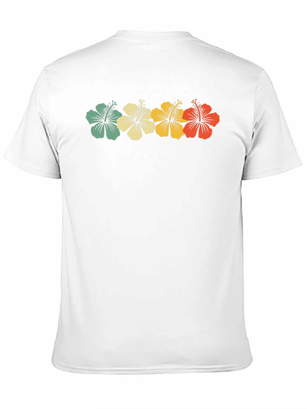 Retro Hibiscus Flower Graphic Tee - Black