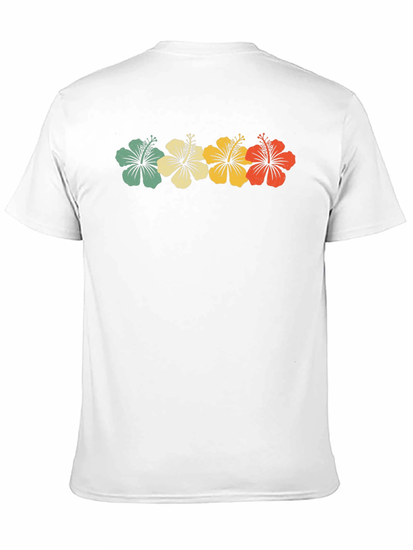 Retro Hibiscus Flower Graphic Tee - Black