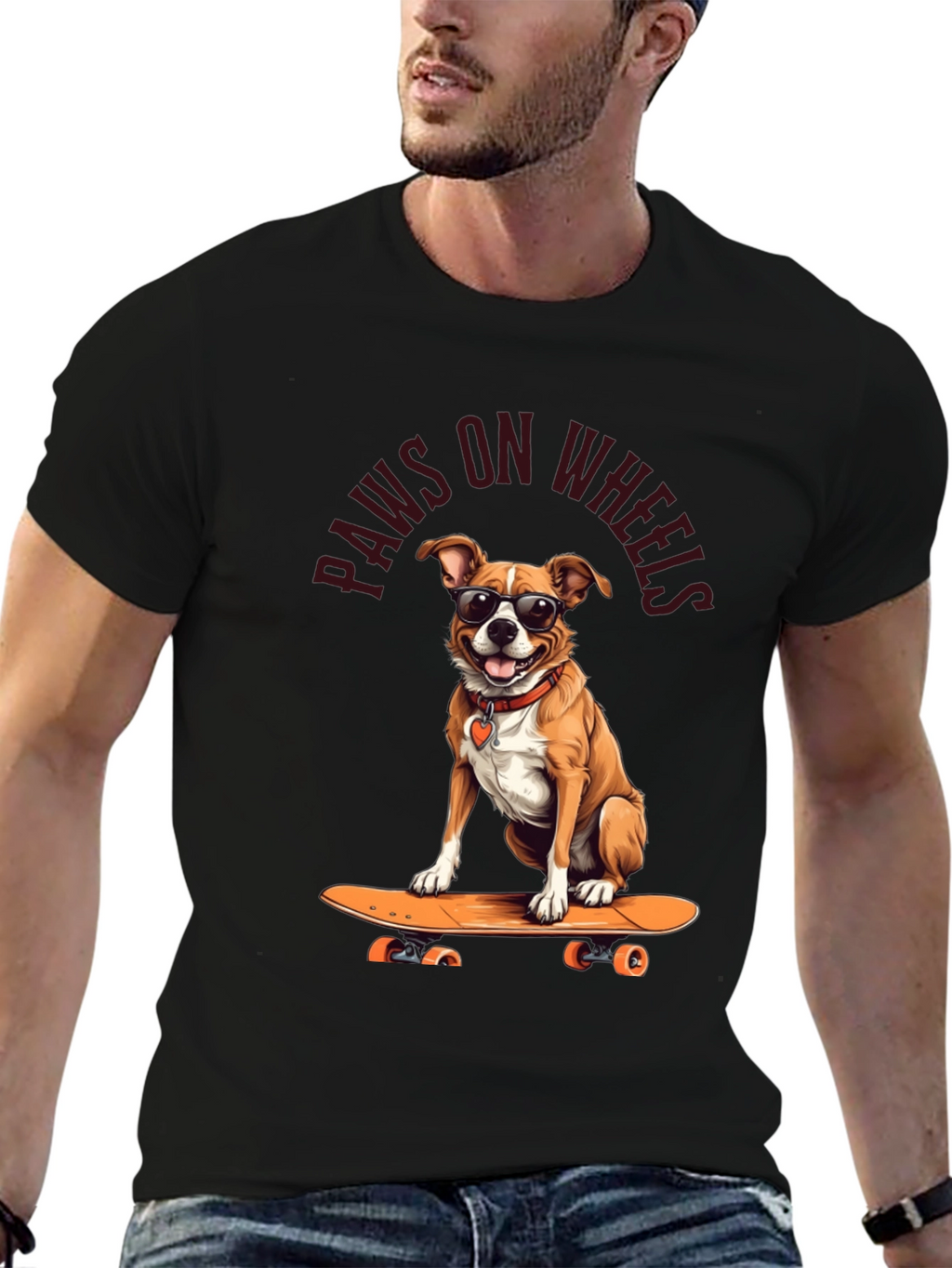 Paws on Wheels Dog Skateboard T-Shirt