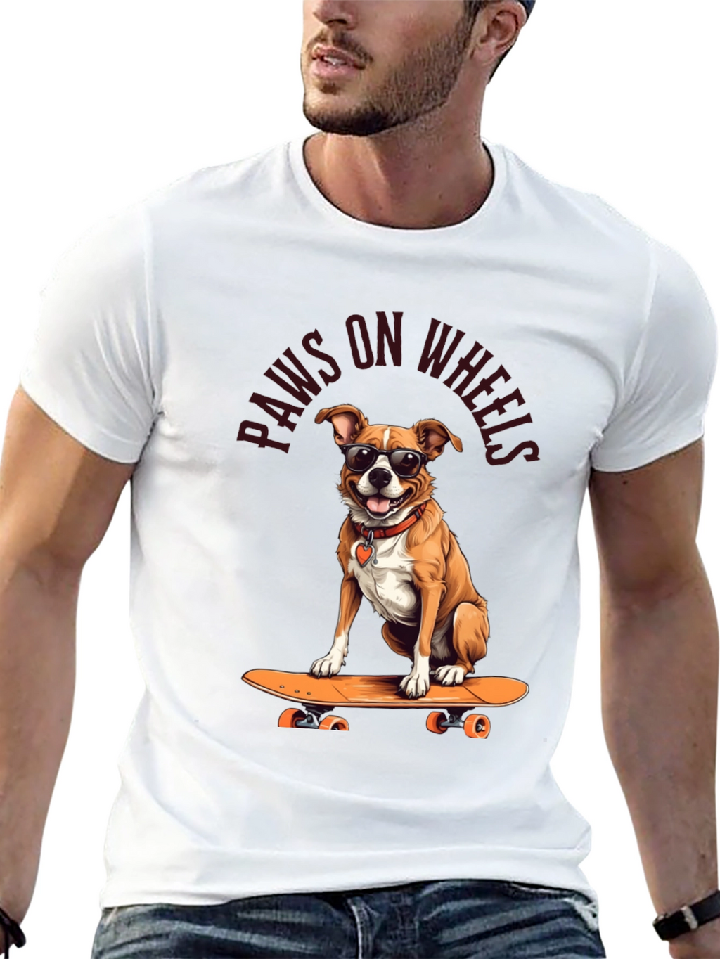 Paws on Wheels Dog Skateboard T-Shirt