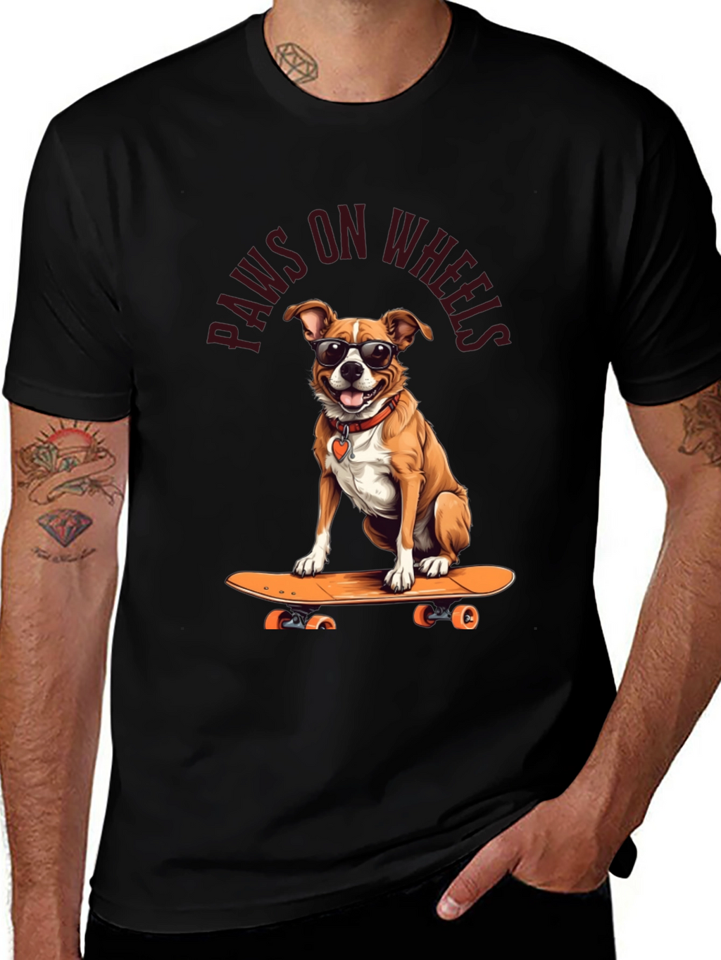Paws on Wheels Dog Skateboard T-Shirt