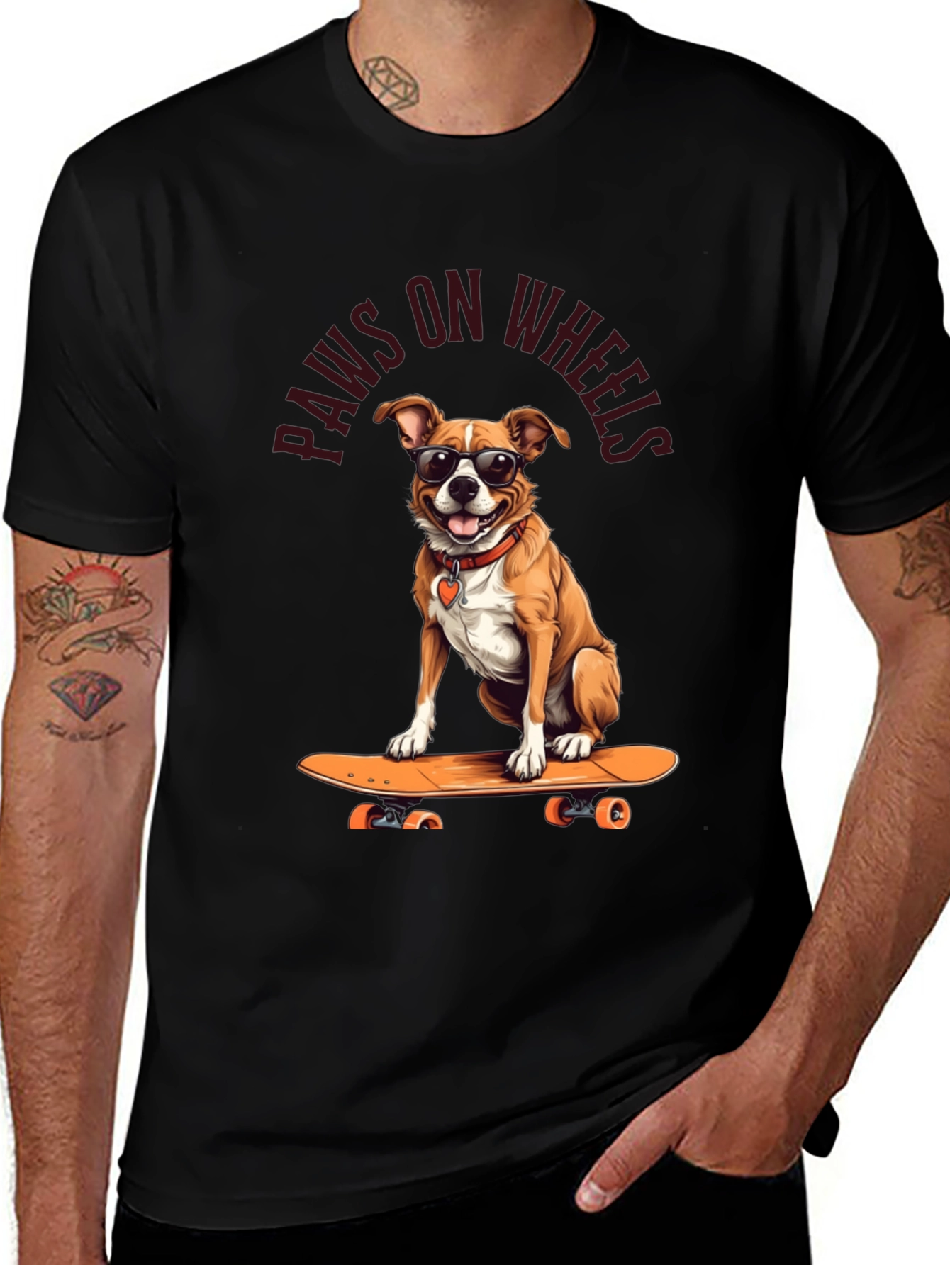 Paws on Wheels Dog Skateboard T-Shirt