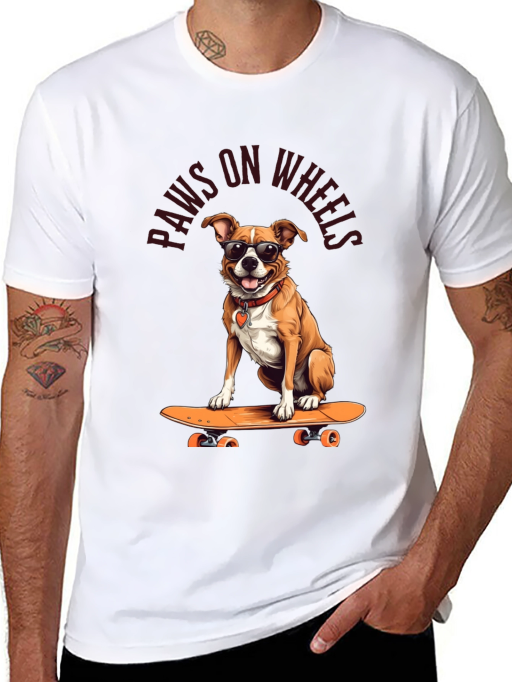 Paws on Wheels Dog Skateboard T-Shirt