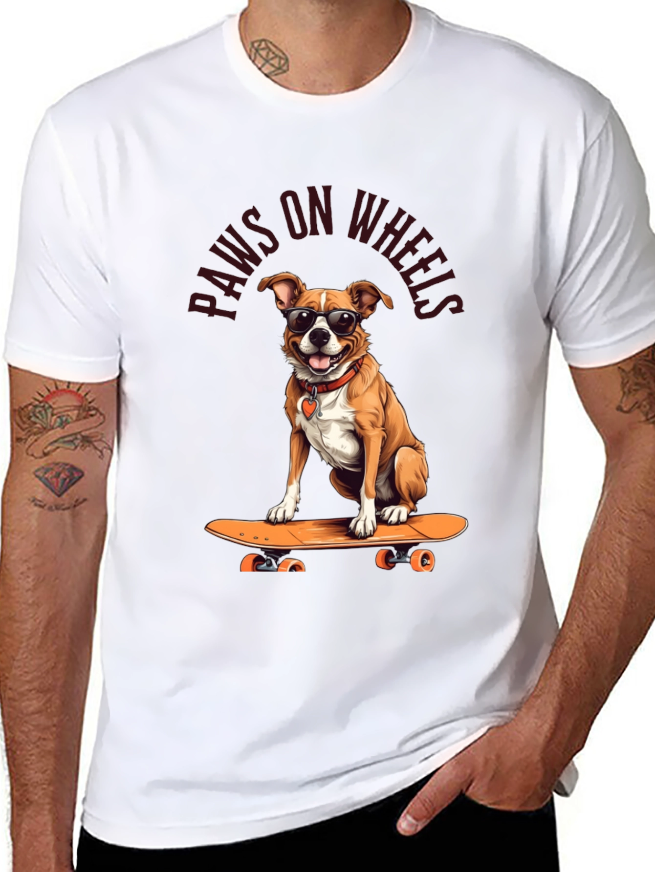 Paws on Wheels Dog Skateboard T-Shirt