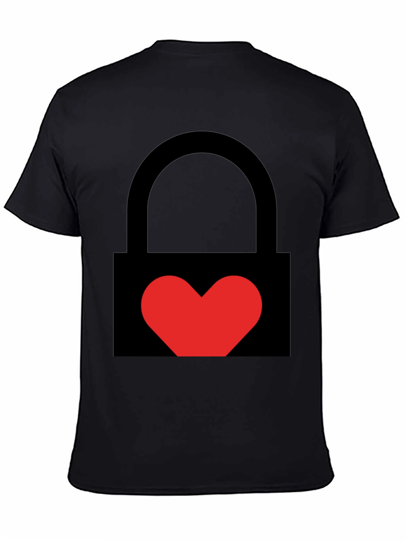 Heart Lock Graphic Tee - Stylish Unisex Black T-Shirt