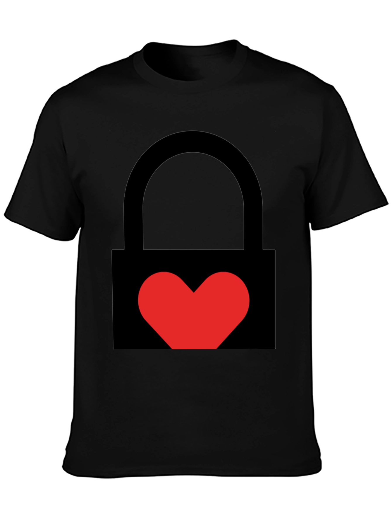 Heart Lock Graphic Tee - Stylish Unisex Black T-Shirt